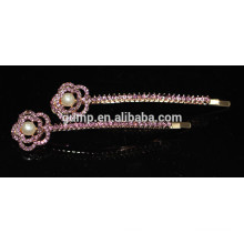 Art- und Weisemetallblumenentwurfs-bunter Rhinestone-Bobbystift wulstige Kristallbarrettes